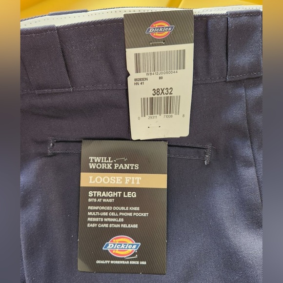 💙👖💙Dickies Men's Loose Fit Double Knee Twill Work Pants - Dark Navy - Size 38x32 - Picture 2 of 13